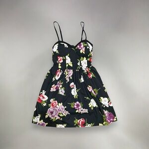Band of Gypsies Floral Bustier Corset Spaghetti Strap Sundress Roses Black Small